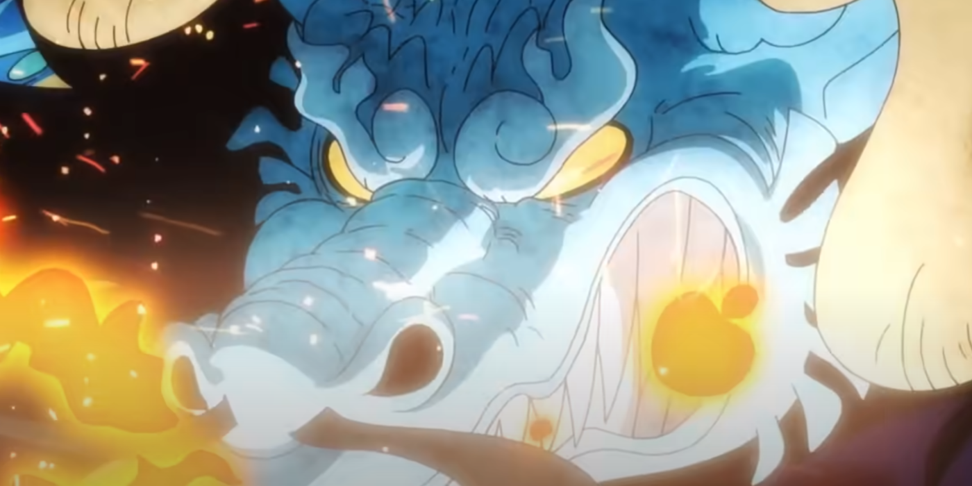 Closeup of Kaido as a dragon from One Piece