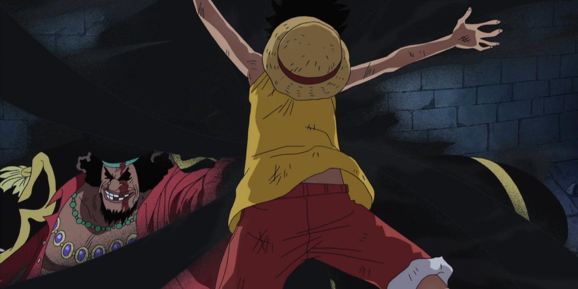 One Piece Luffy and Blackbeard freeing Impel Down