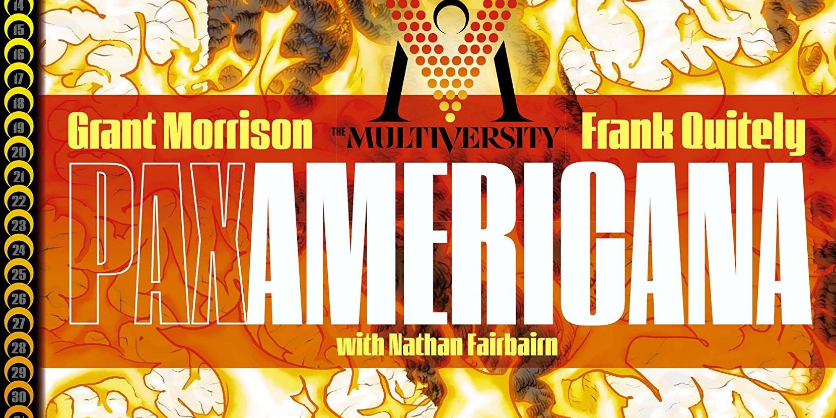 Pax Americana comic cover in flames from the Multiversity