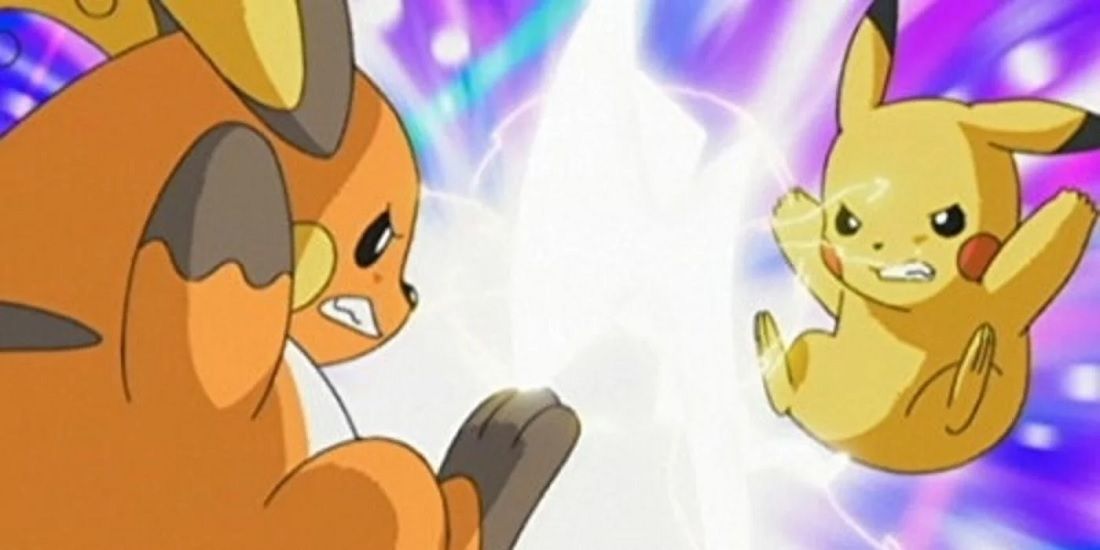 pikachu and raichu fighting pokemon