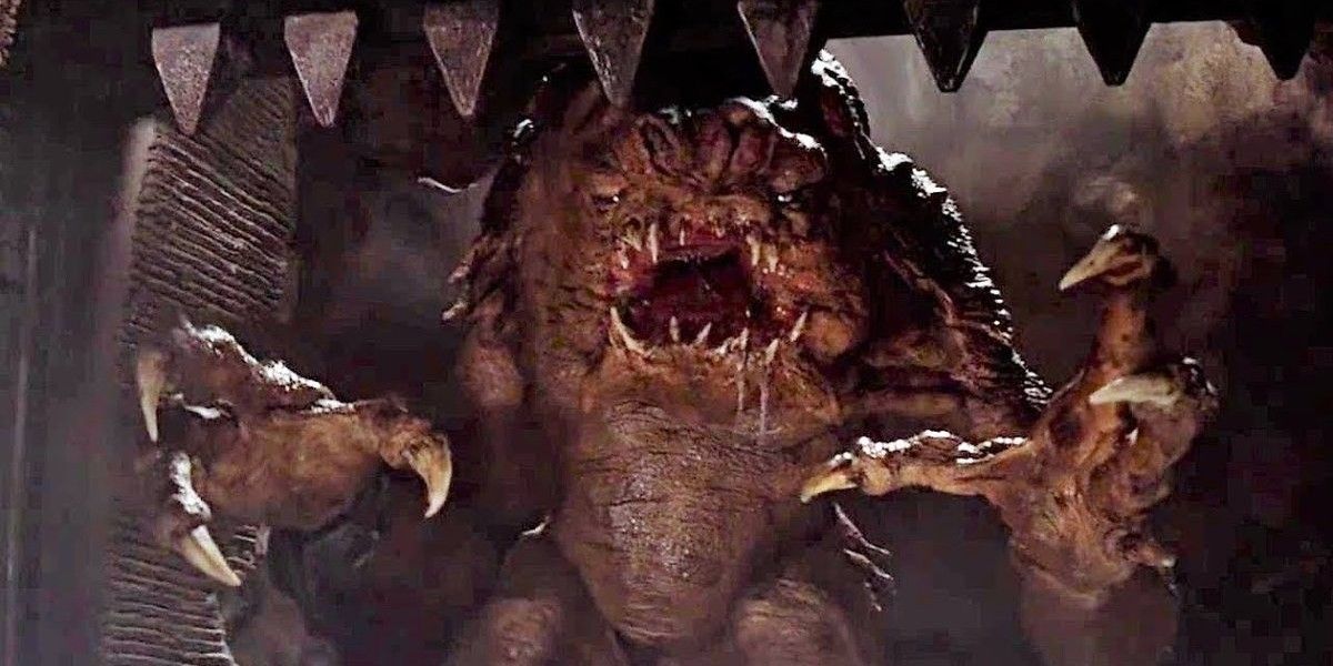 The Rancor Monster in Jabba's Palace in Star Wars Episode VI Return of the Jedi