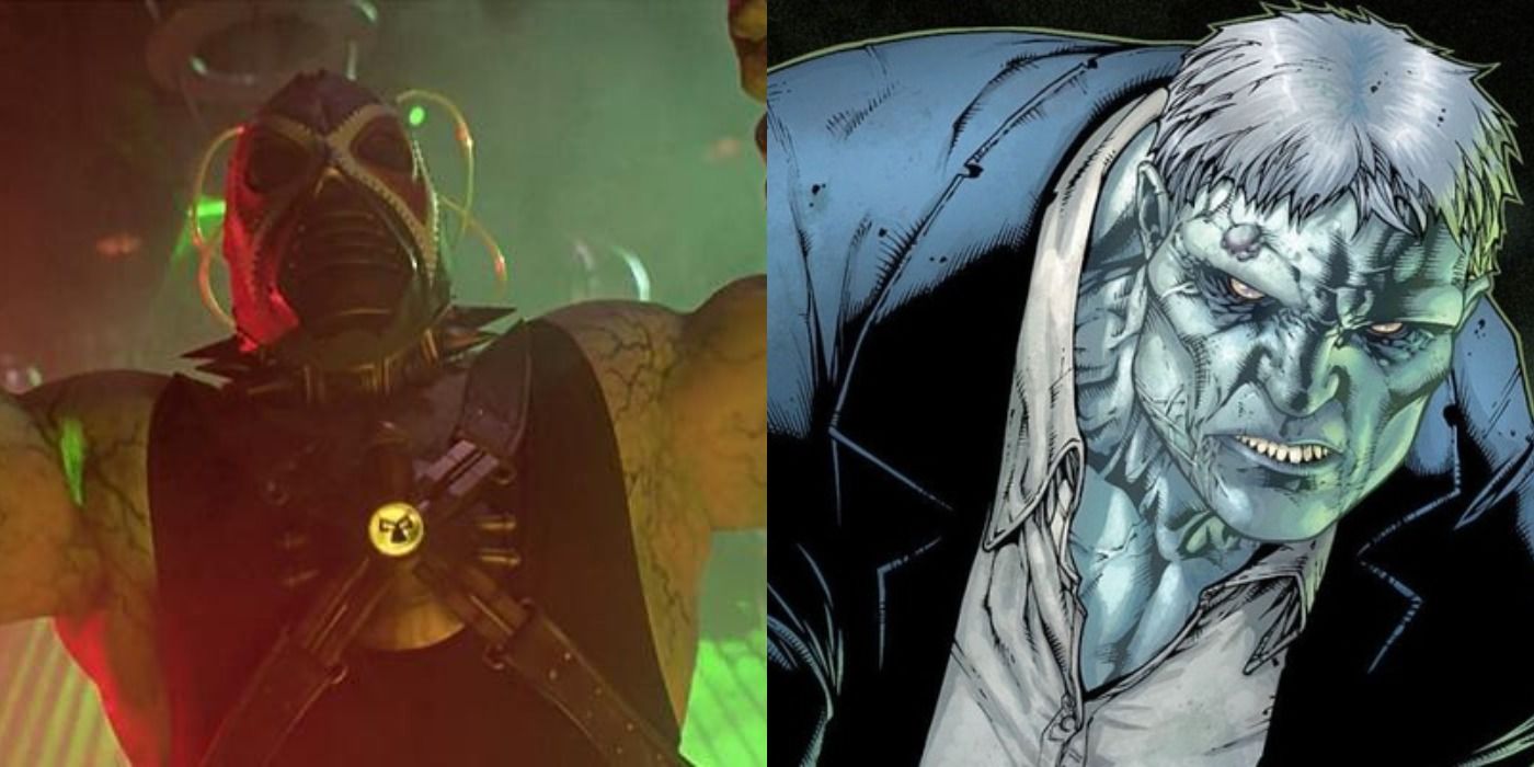 An image of Robert Swenson as Bane in Batman &amp; Robin next to an image of Solomon Grundy from DC Comics.