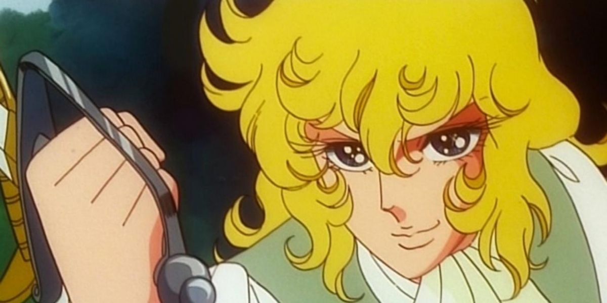 Oscar smirking from her practice battle in The Rose Of Versailles.