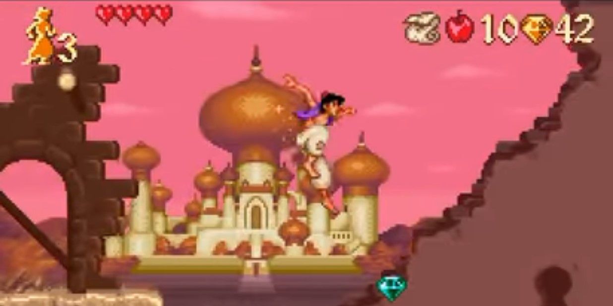 SNES Aladdin Video Game Jump Agrabah Palace Gem Abu
