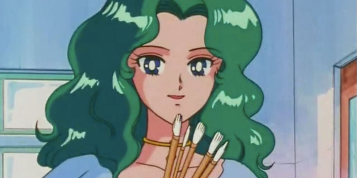 Sailor Moon's Michiru holding her paintbrushes