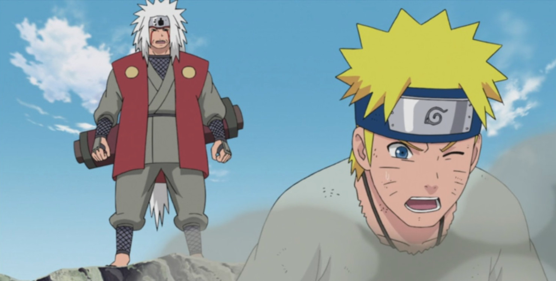 Jiraiya fights Naruto