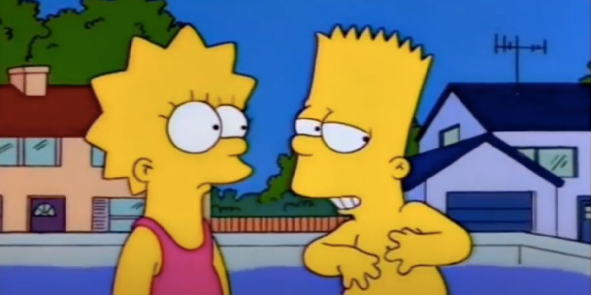 Simpsons Bat and Lisa enjoying Poolmobile