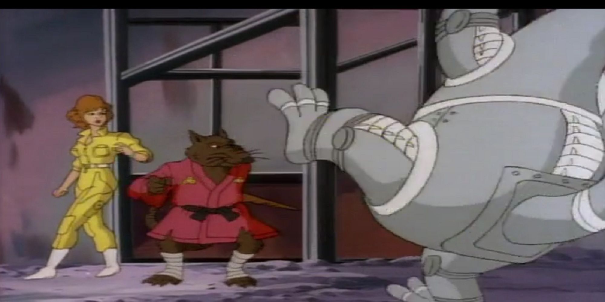 Splinter Battling Against The Rat King's Robots