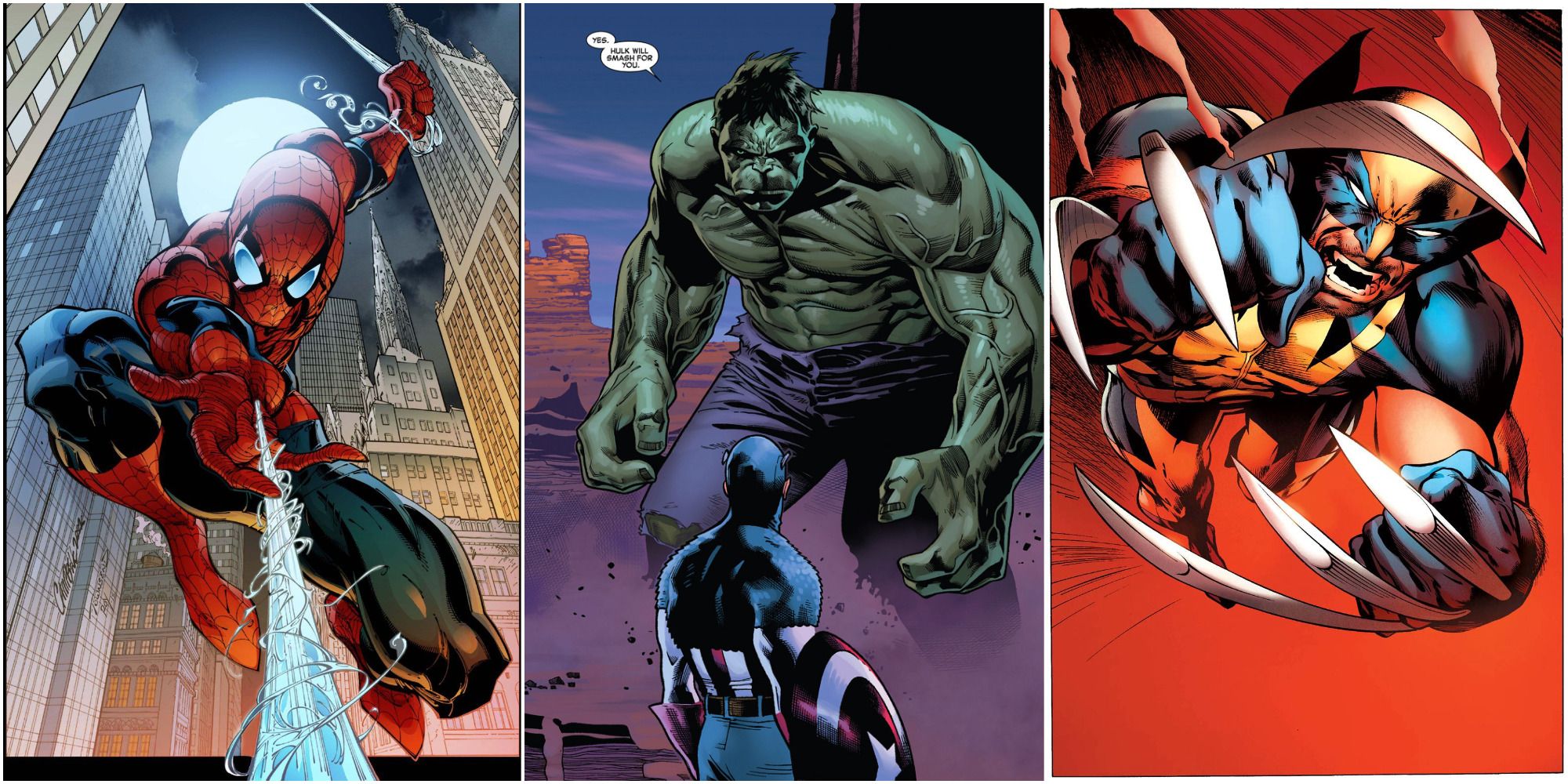 Spider-Man, Hulk, Wolverine