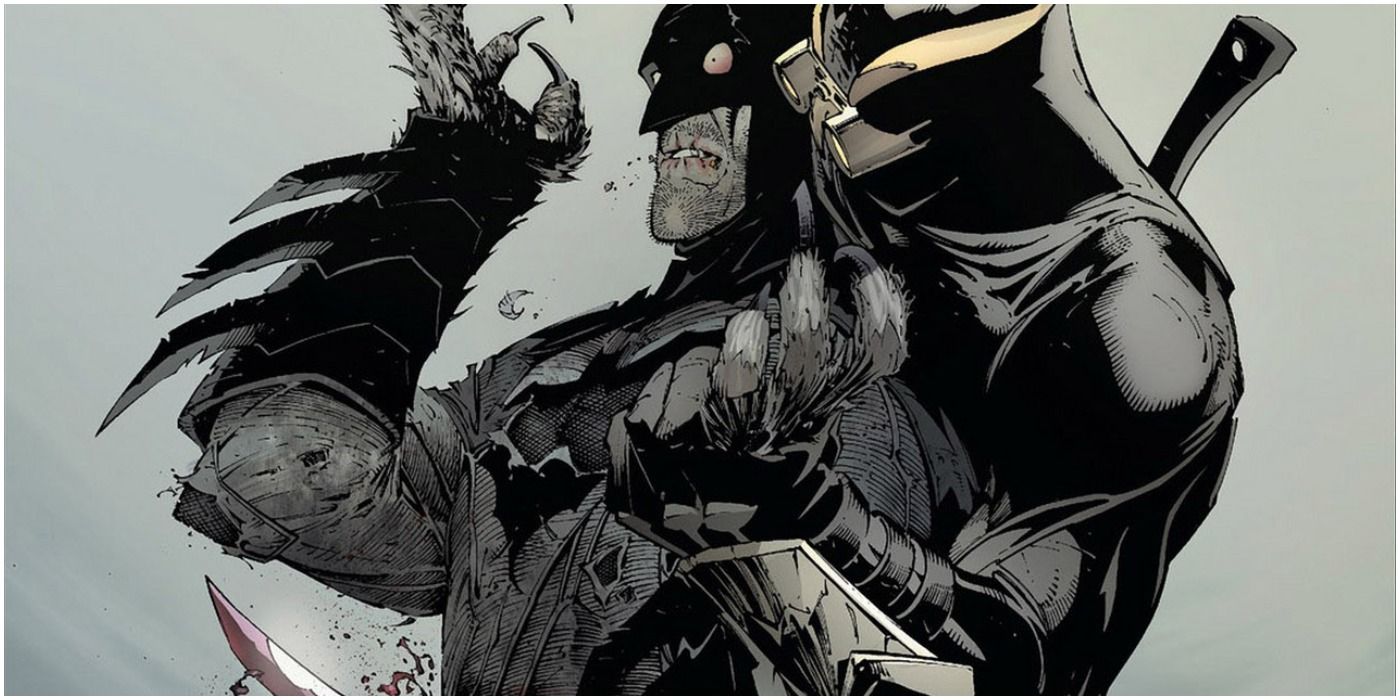 Talon, a Court of Owls' assassin, stabs Batman from behind at the climax of his torture.