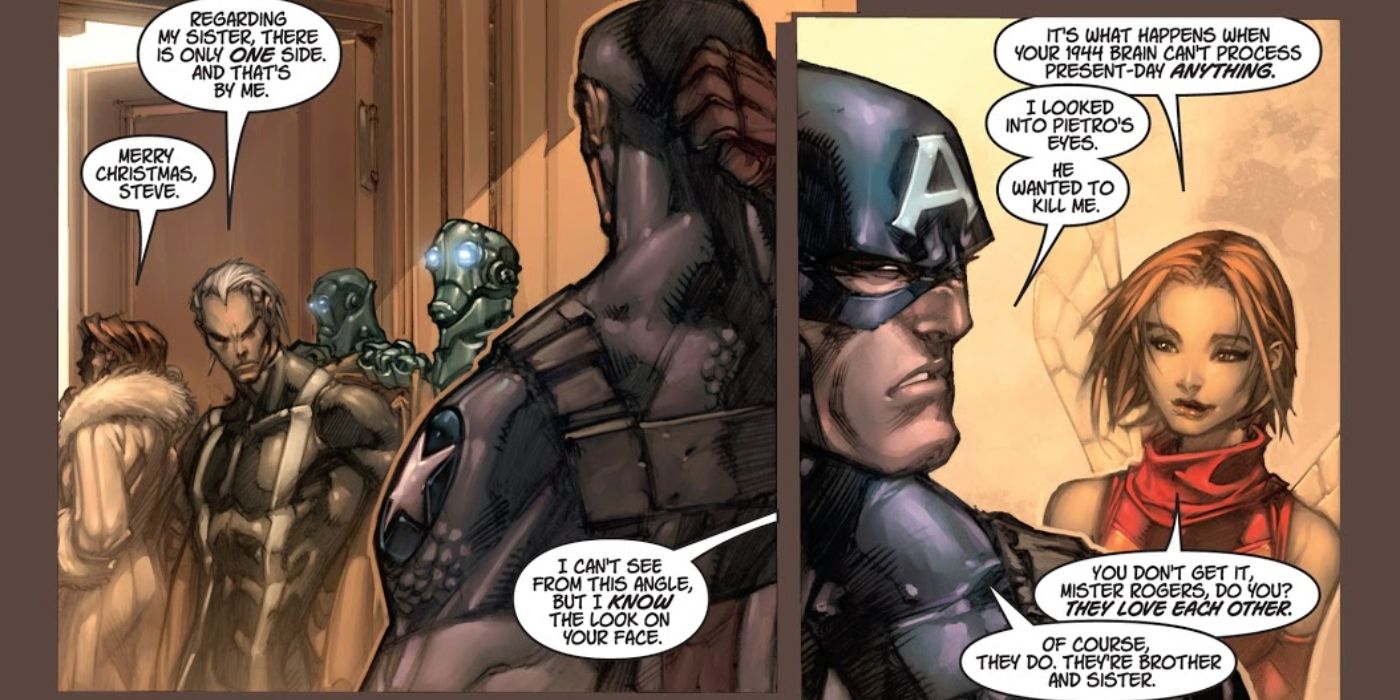 The Wasp tells Captain America about Quicksilver and Scarlet Witch's romance