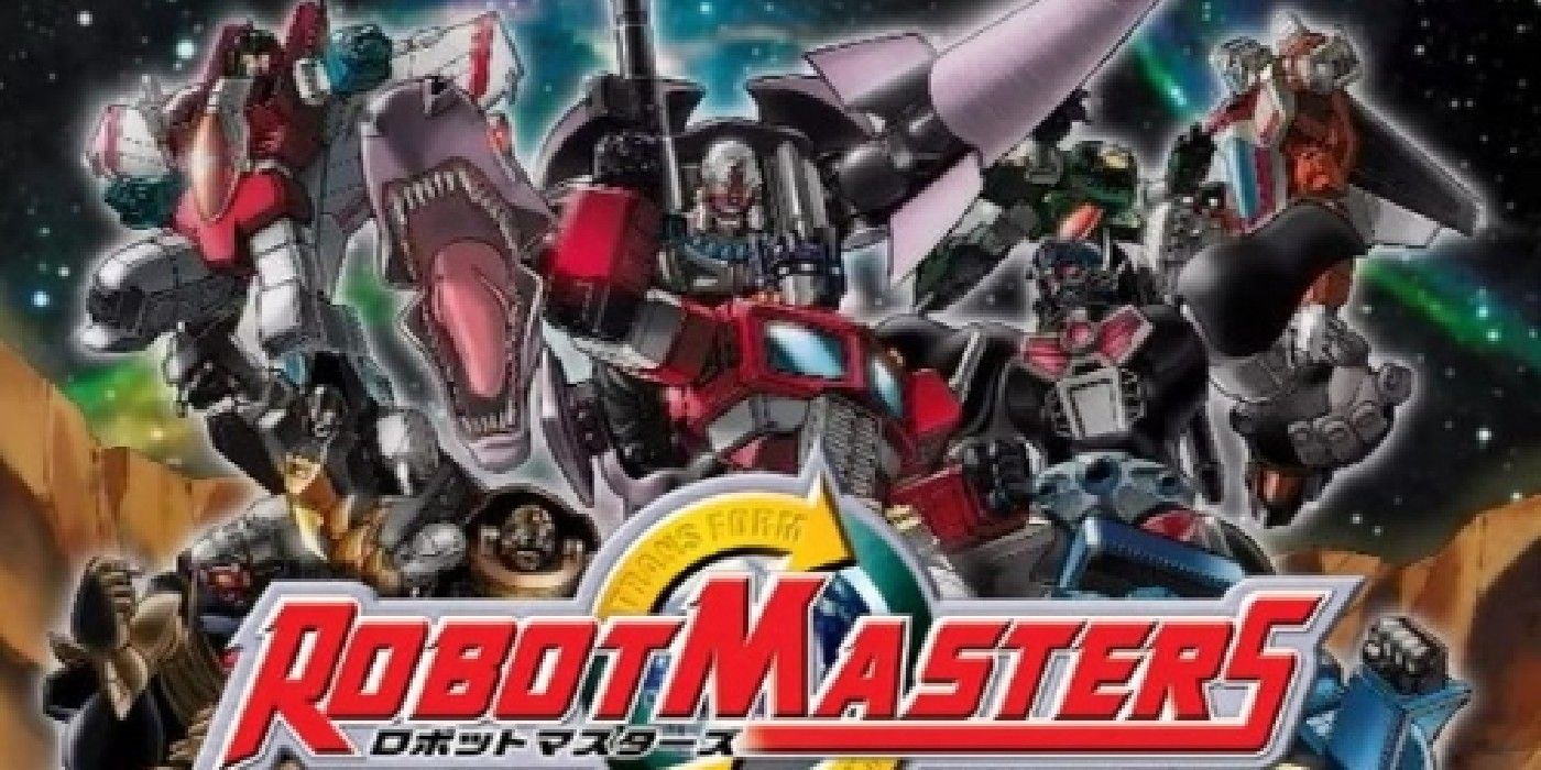 Elenco de Robotmasters posando en Transformers: póster de Robotmasters