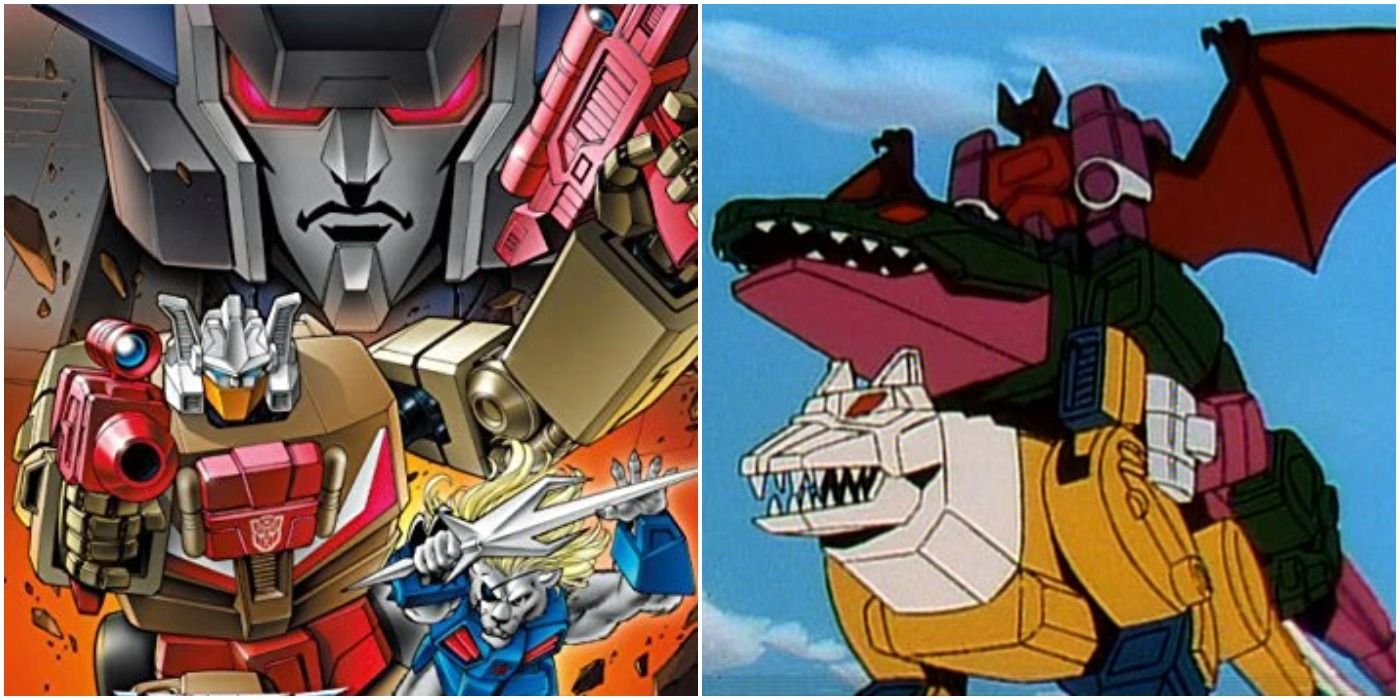 Imagen dividida de robots de Transformers: The Headmasters.
