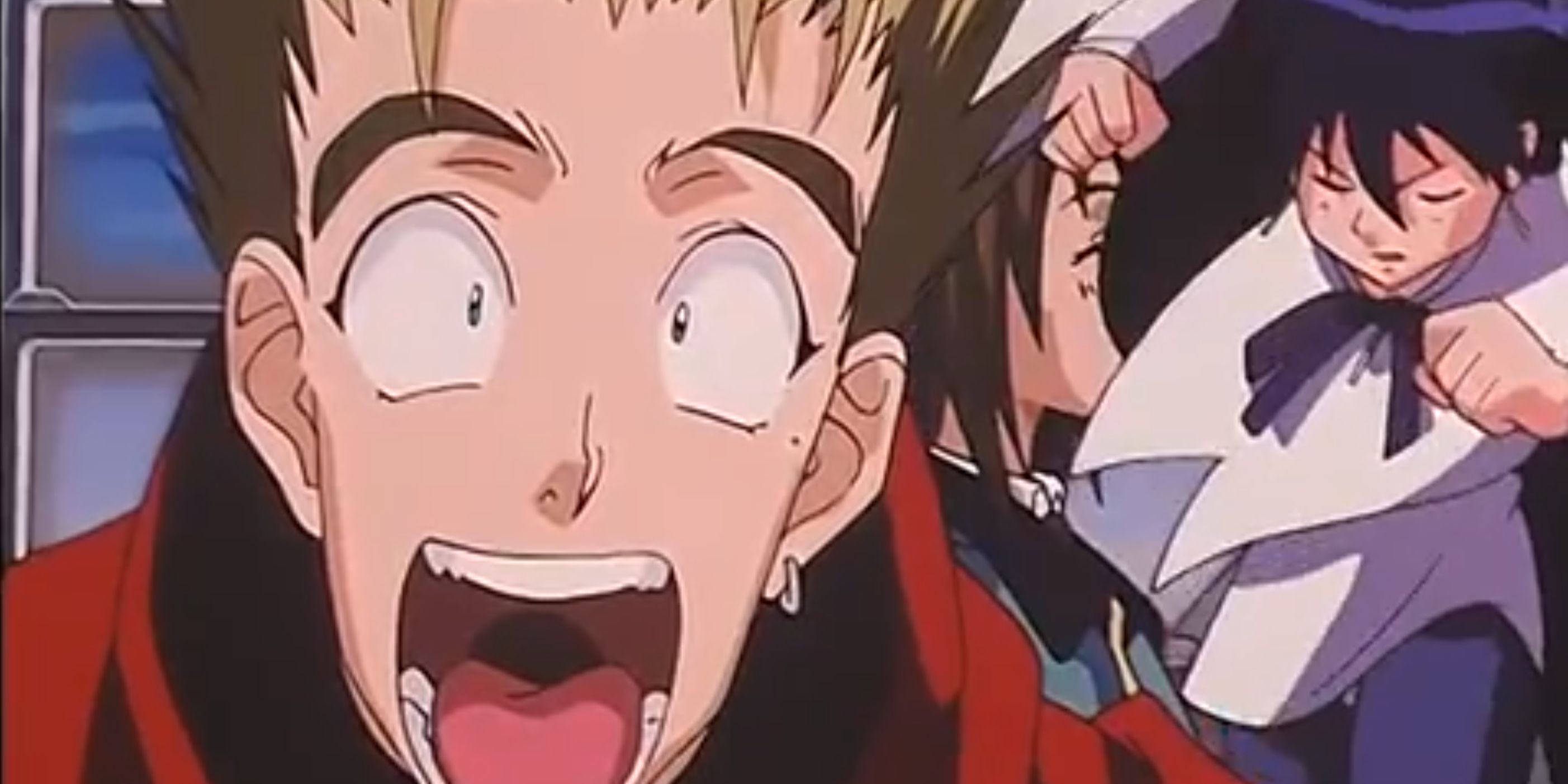 Vash, Milly and Meryl from Trigun in a bus