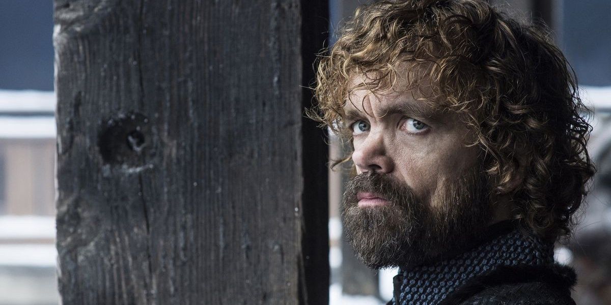 Tyrion Lannister (Peter Dinklage) looking solemn in Winterfell in Game of Thrones