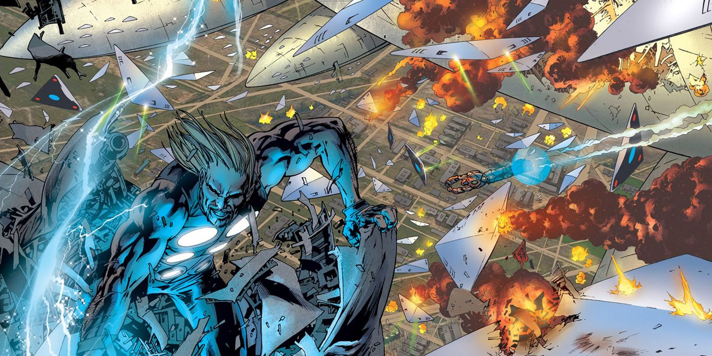 Ultimate Thor and Iron Man fighting the Chitauri fleet