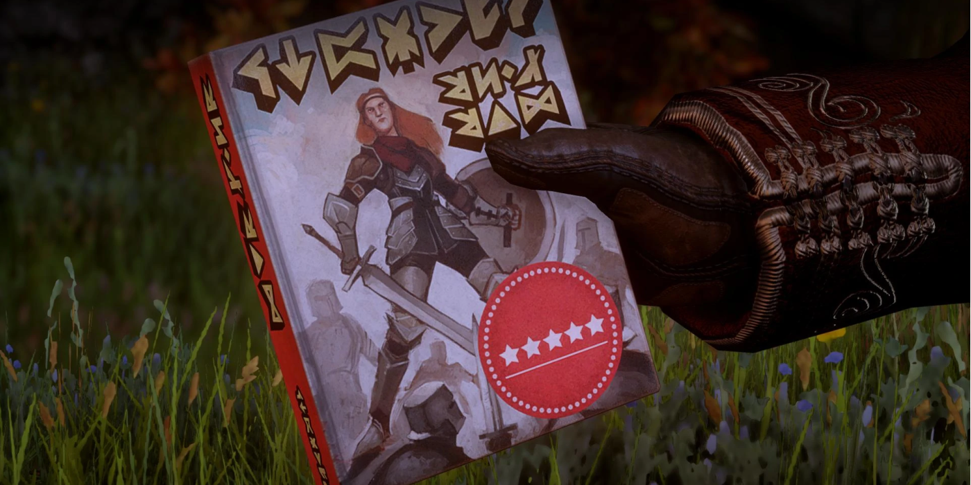 Varric hands off his book