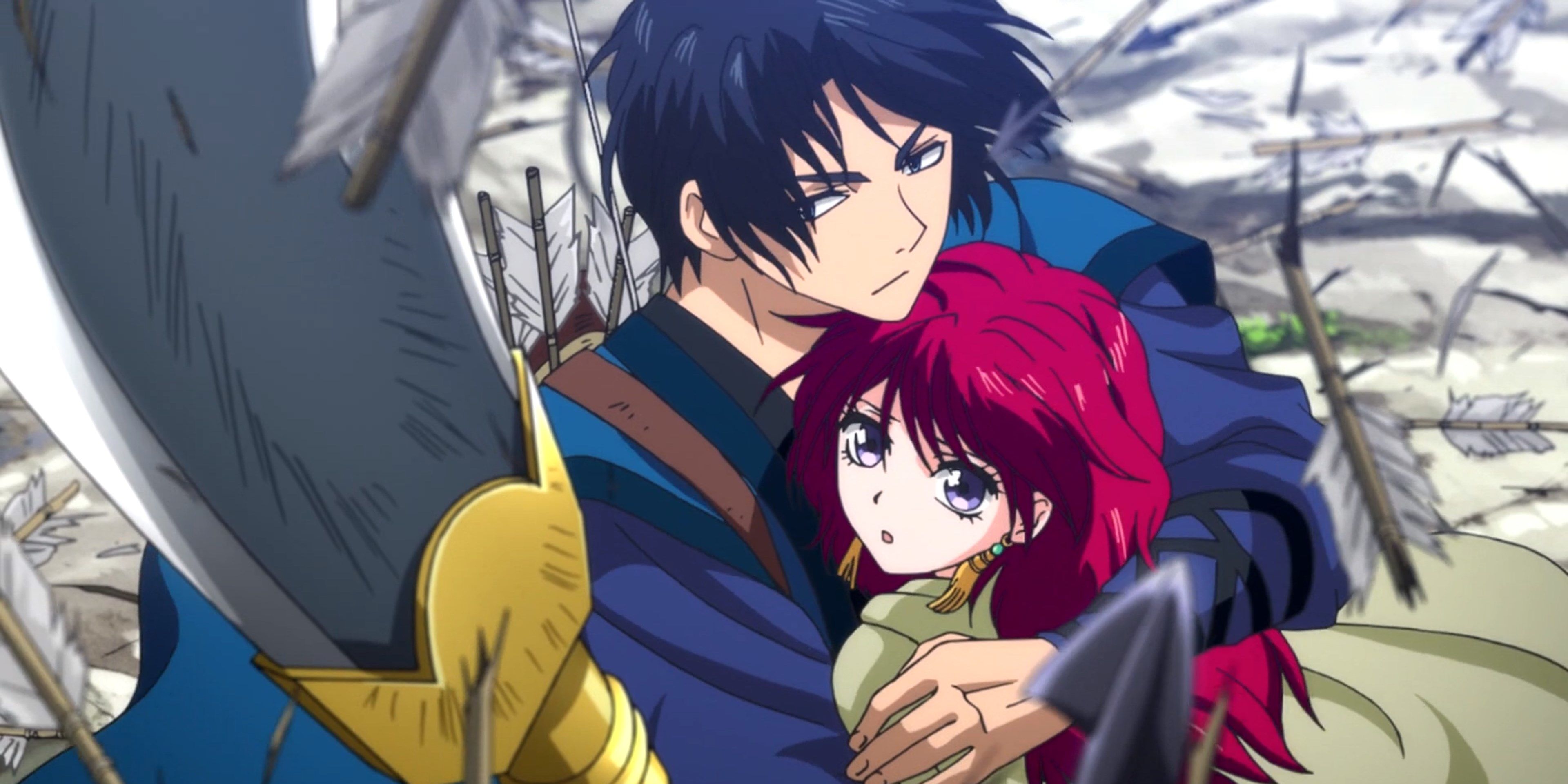 Hak defending Yona from arrows in Yona of The Dawn.