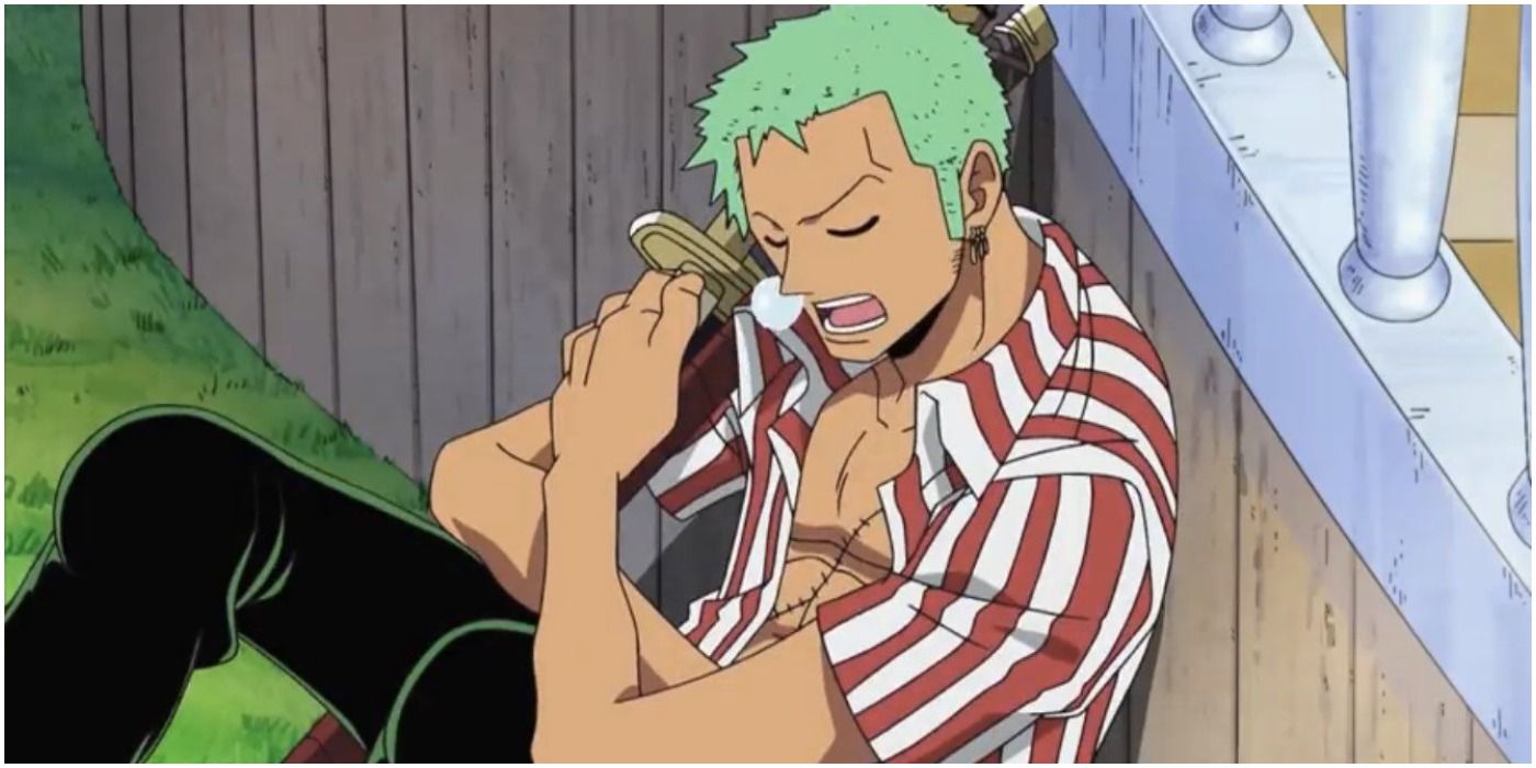 Zoro sleeping in One Piece.