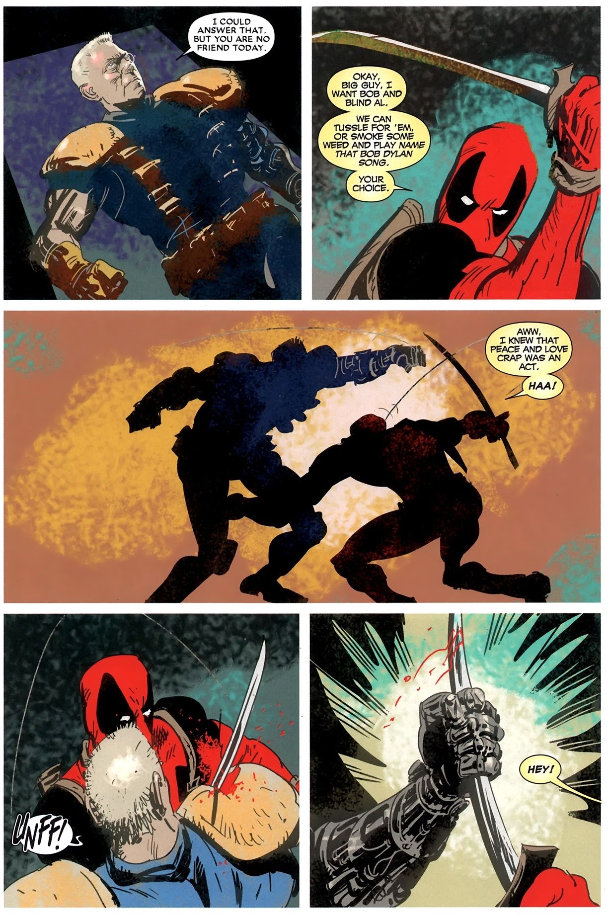 Cable and Deadpool play a Bob Dylan game
