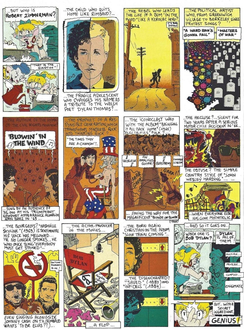 Bob Dylan gets a page in Rock Toons