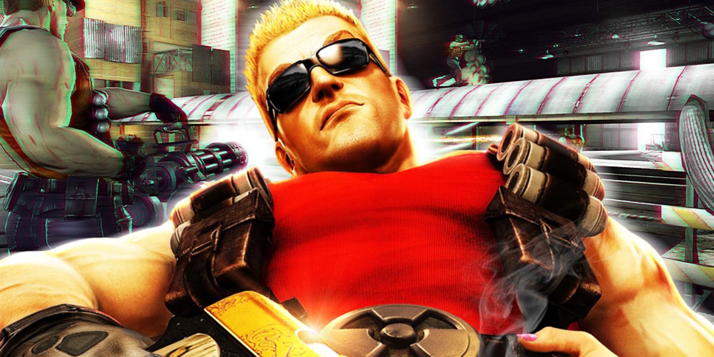 duke nukem descansando e segurando uma arma