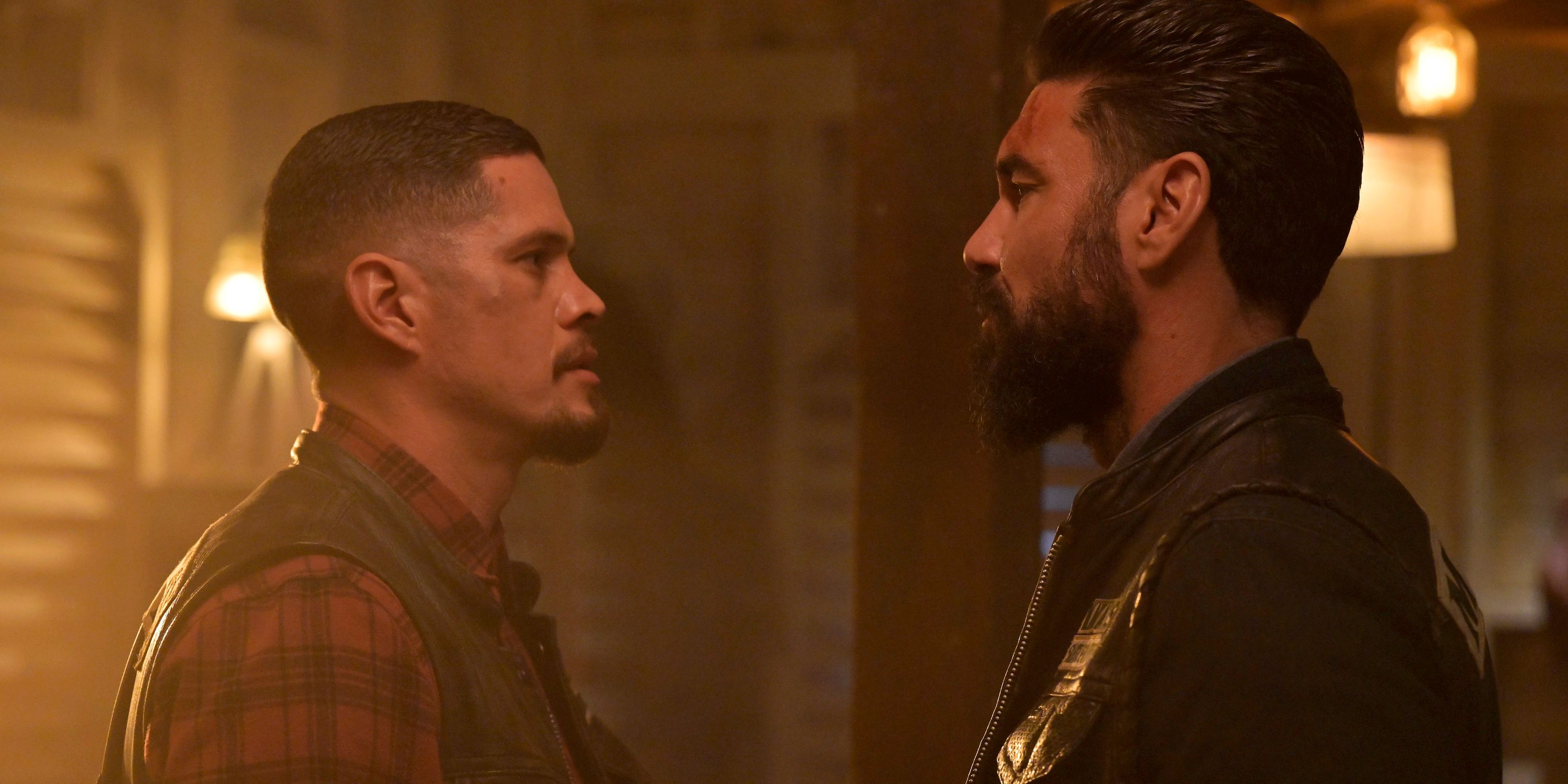 MAYANS M.C. -- &quot;Chapter the Last, Nothing More to Write&quot; -- Season 3, Episode 10 (Airs May 11) Pictured: (l-r) JD Pardo as EZ Reyes, Clayton Cardenas as Angel Reyes. CR: Prashant Gupta/FX