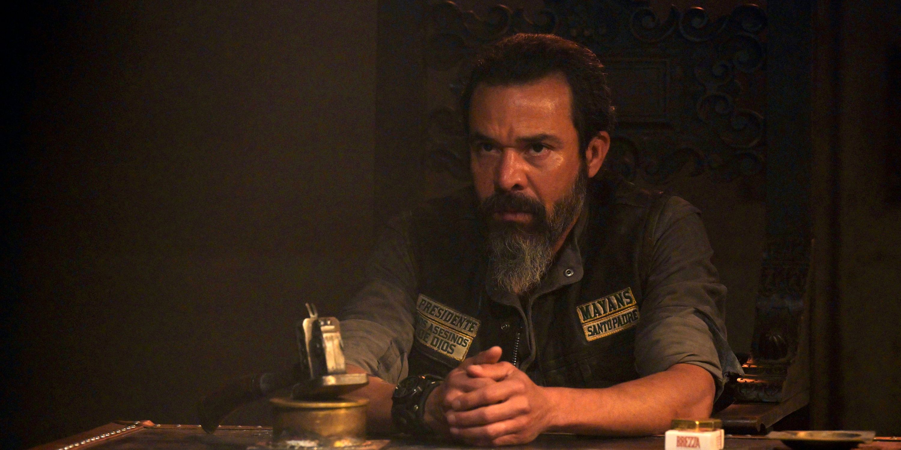 MAYANS M.C. -- &quot;Chapter the Last, Nothing More to Write&quot; -- Season 3, Episode 10 (Airs May 11) Pictured: Michael Irby as Obispo &quot;Bishop&quot; Losa.. CR: Prashant Gupta/FX