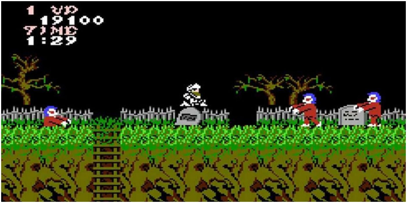 Ghosts 'N Goblins Screenshot of arthur in graveyard