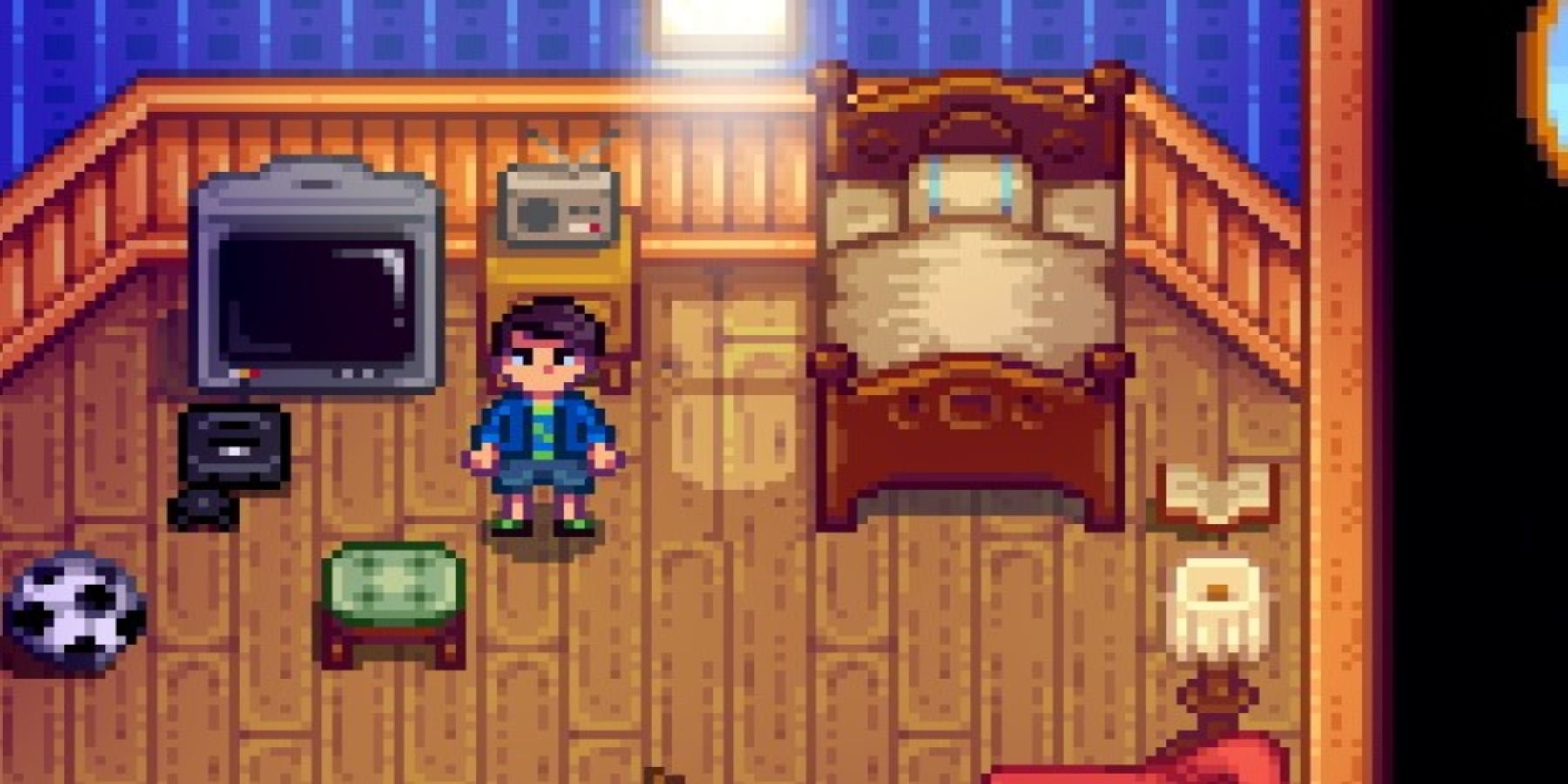 Shane in his bedroom at Marnie's house in Stardew Valley