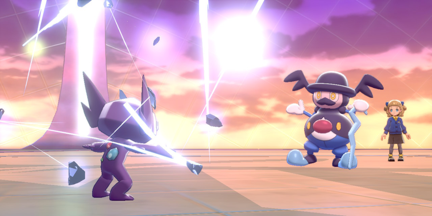 A Sableye battles a Mr. Rime in Pokemon Sword & Shield.