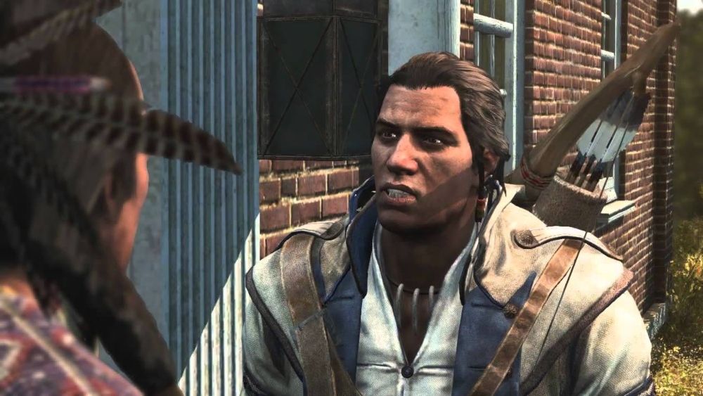 Connor Kenway engaging in conversatio in Assassin's Creed III