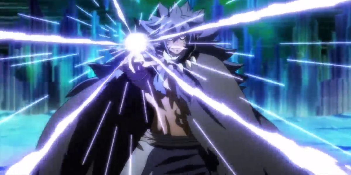 Acnologia firing dragon slayer magic from the tip of his finger