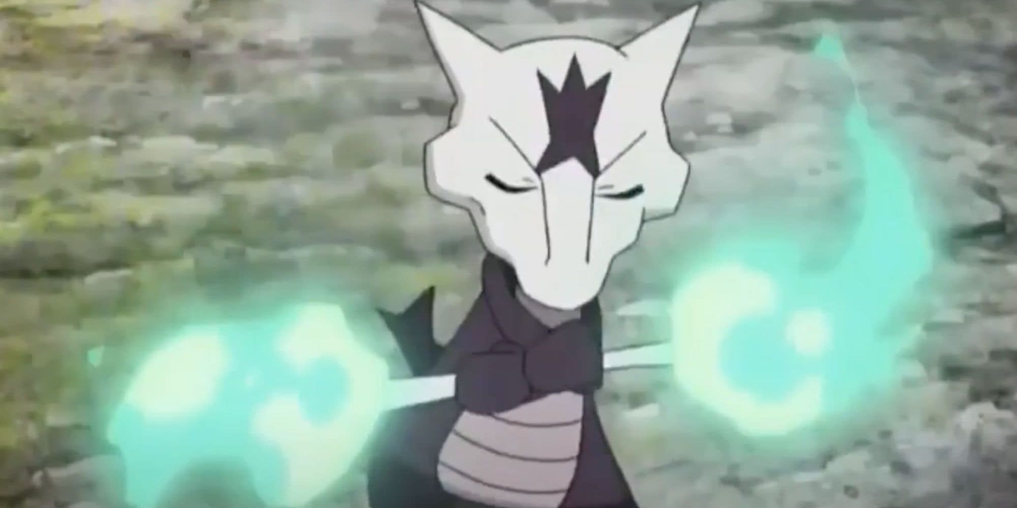 Alolan Marowak with its flame bone in Pokemon