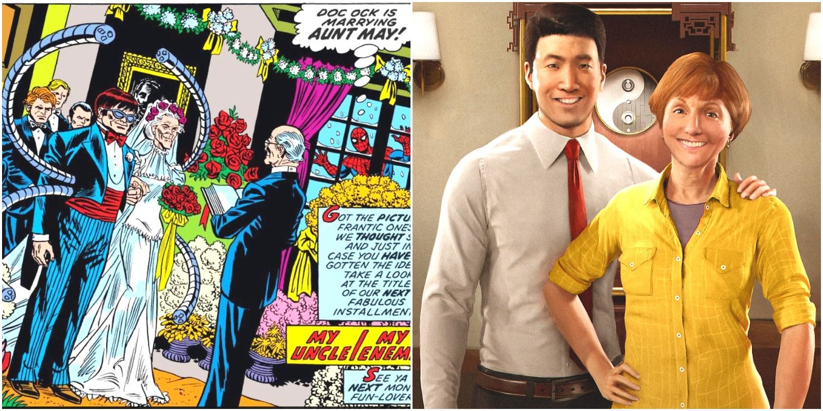 Aunt May almost marrying Dr. Octopus and Aunt May with Mr. Negative