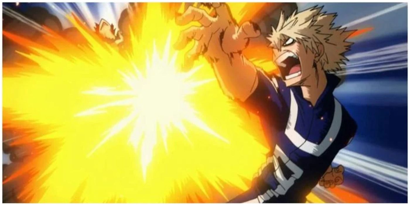 Bakugo Hitting Midoriya With Explosion