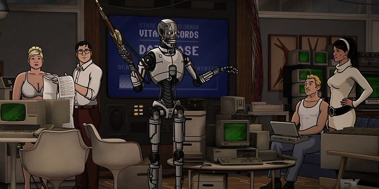 TV Barry from Archer in full on cyborg mode
