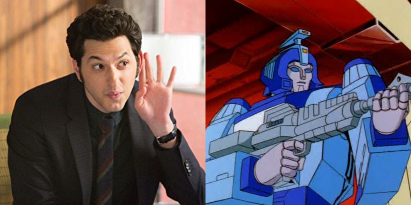 An image of Ben Schwartz next to an image of Blurr from The Transformers: The Movie.