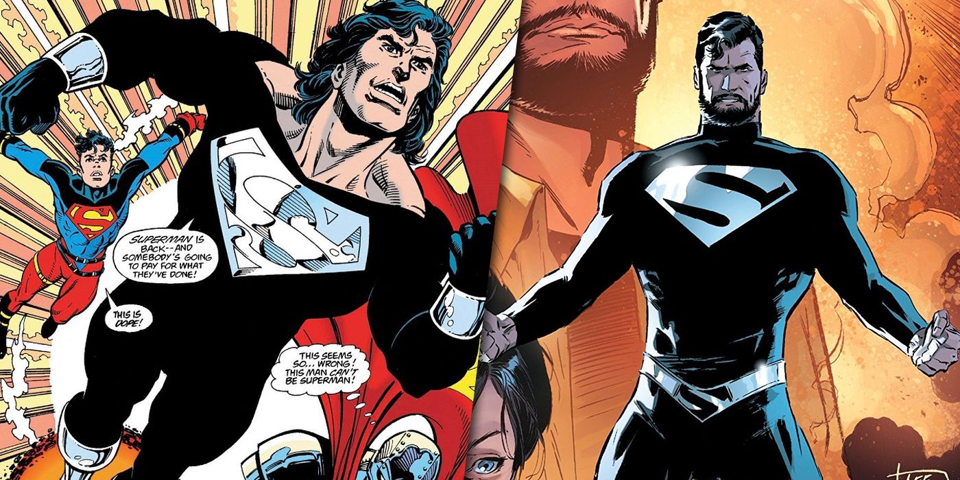 Black Suit Superman and Post-Crisis Superman in Lois and Clark