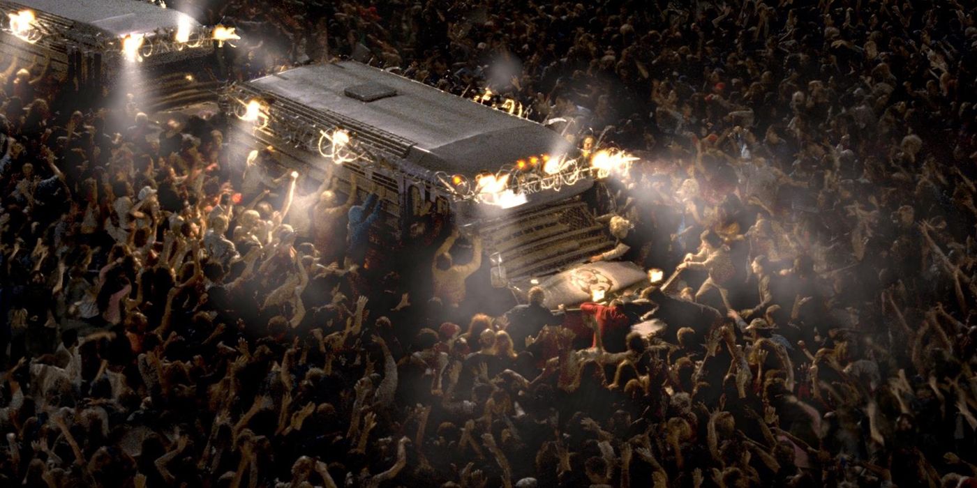 Buses driving though zombies in Dawn of the Dead