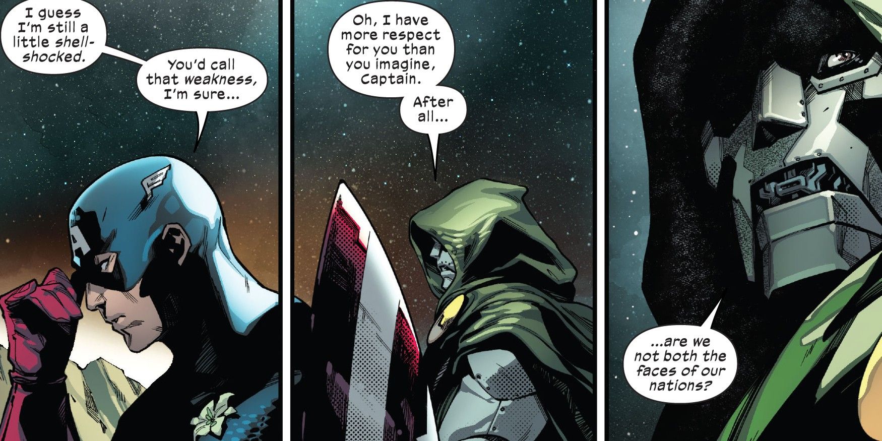 Doctor Doom Telling Captain America He Respects Him in SWORD #6