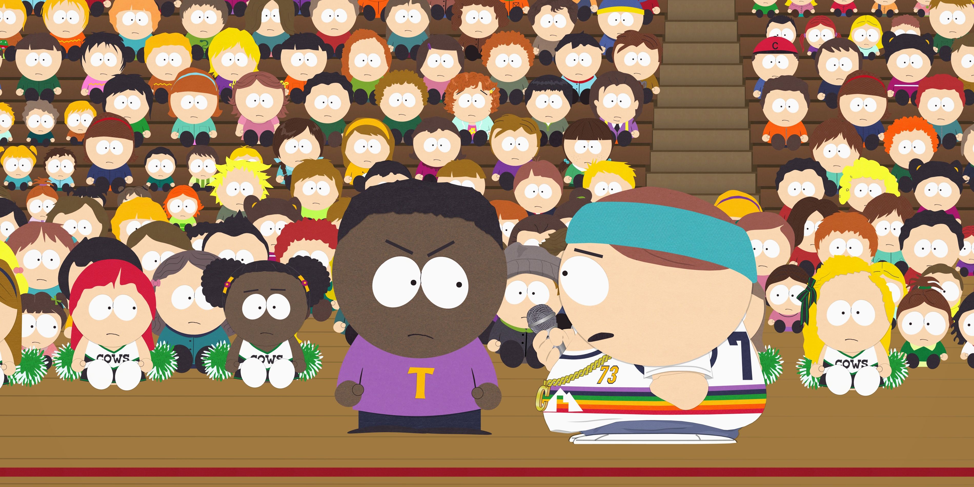 Cartman and Tolkien fight in the gym in South Park episode, "World War Zimmerman"