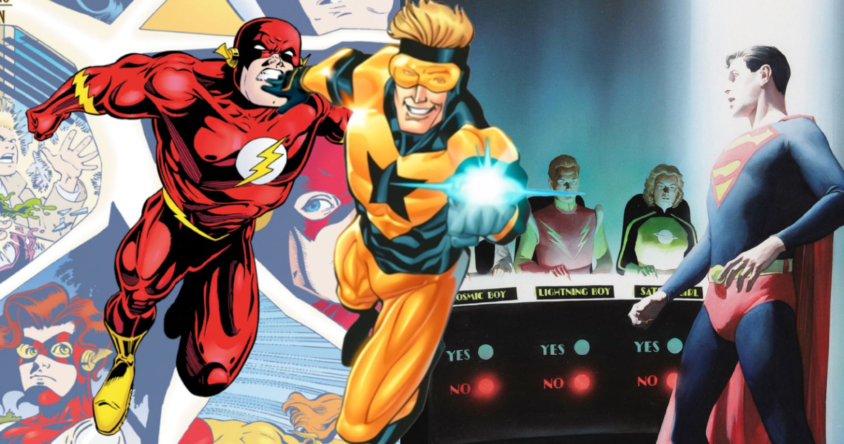 Flash, Booster Gold, Superboy, and the Legion of Super-Heroes