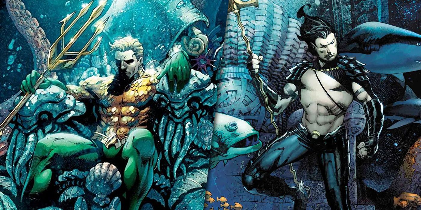 DC's Aquaman and Marvel's Namor split image