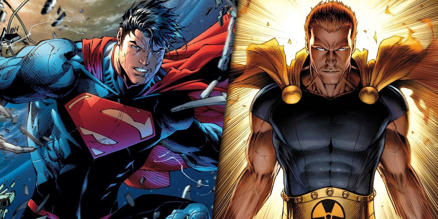 DC's Superman and Marvel's Hyperion split image