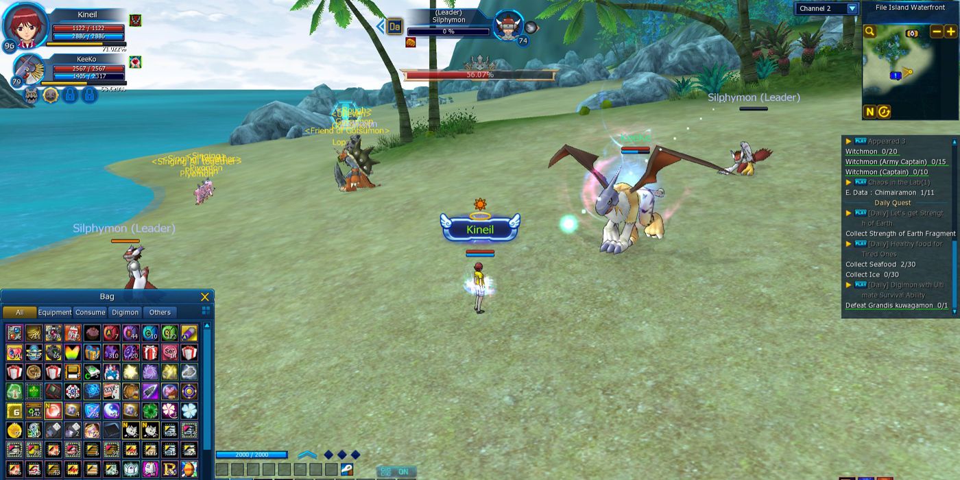 screenshot from Digimon Masters Online coast area
