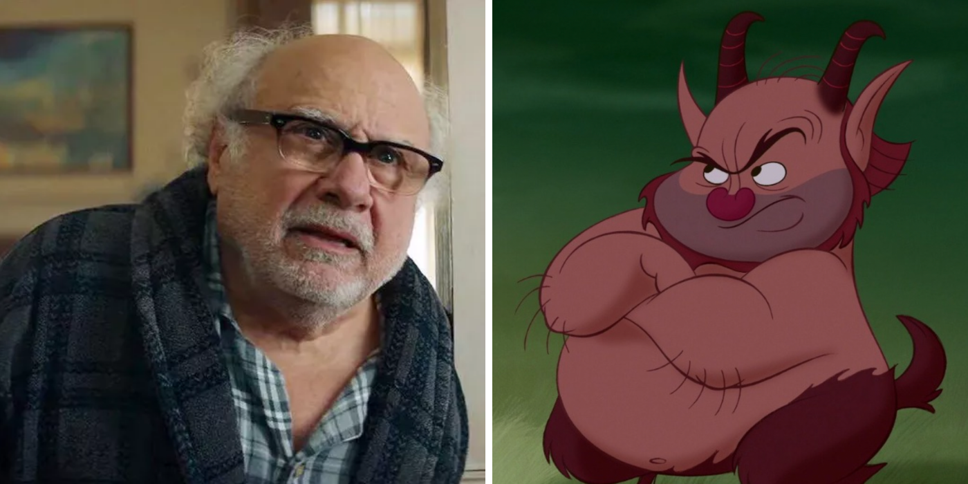 A split image of Danny DeVito looking confused and Philoctetes/Phil pouting
