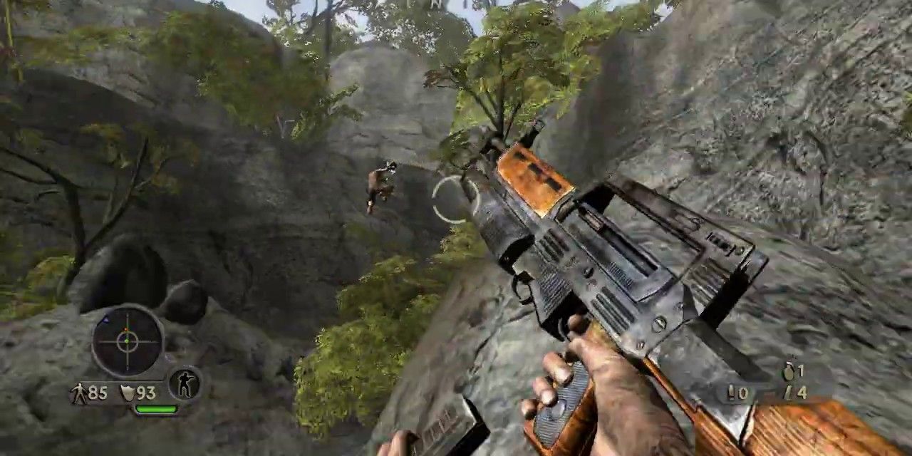 The player reloads an auto rifle in Far Cry Instincts: Evolution