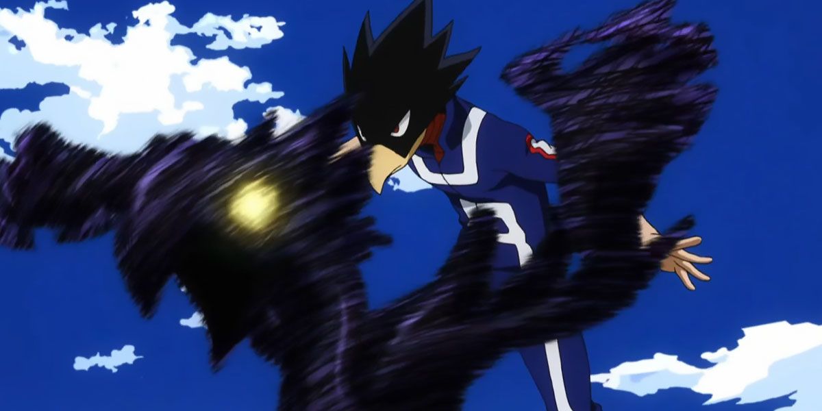 Tokoyami in the air with his shadow