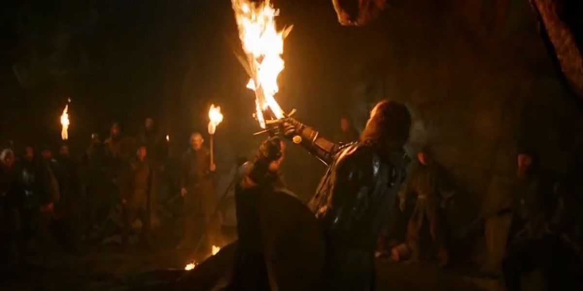 The Hound vs Beric in Game of Thrones.